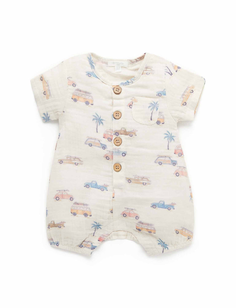 Surf's Up Shortie Growsuit - Coastal Cars Print