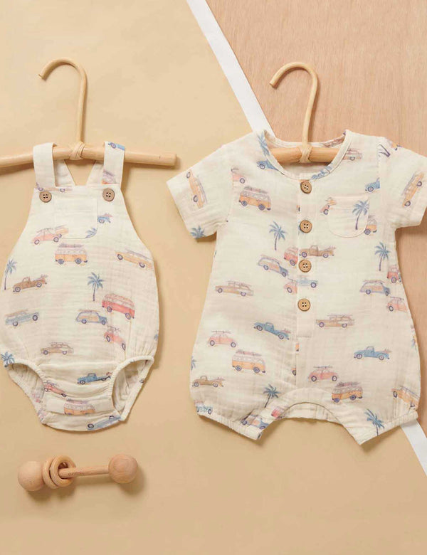 Surf's Up Shortie Growsuit - Coastal Cars Print