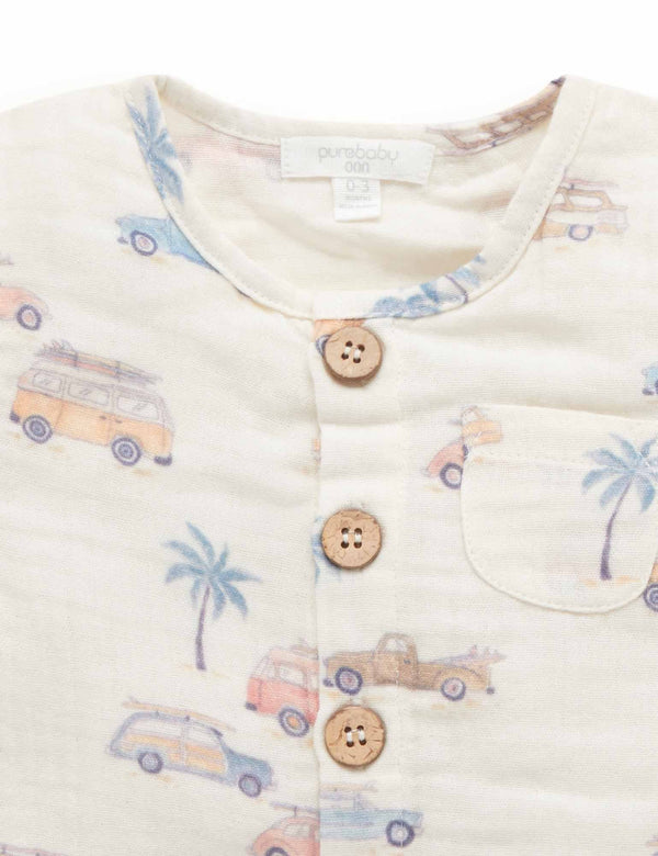 Surf's Up Shortie Growsuit - Coastal Cars Print