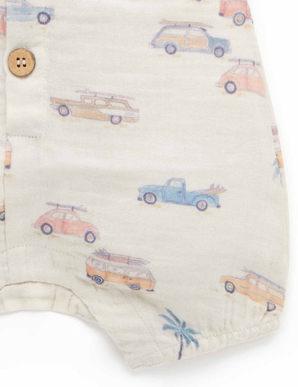 Surf's Up Shortie Growsuit - Coastal Cars Print