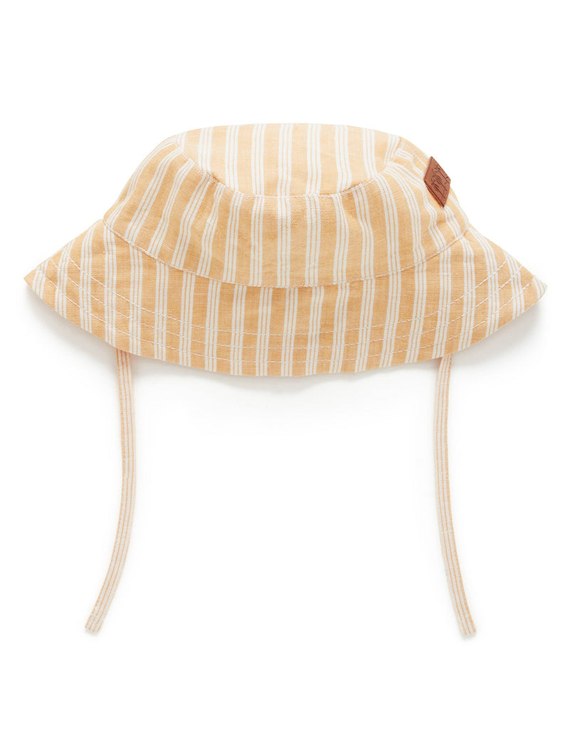 Linen Blend Bucket Hat - Golden Stripe