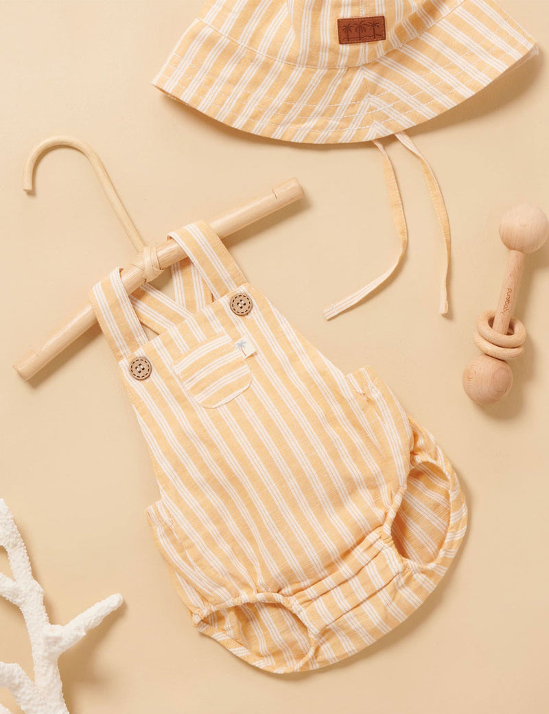 Linen Blend Bucket Hat - Golden Stripe