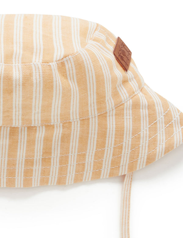 Linen Blend Bucket Hat - Golden Stripe