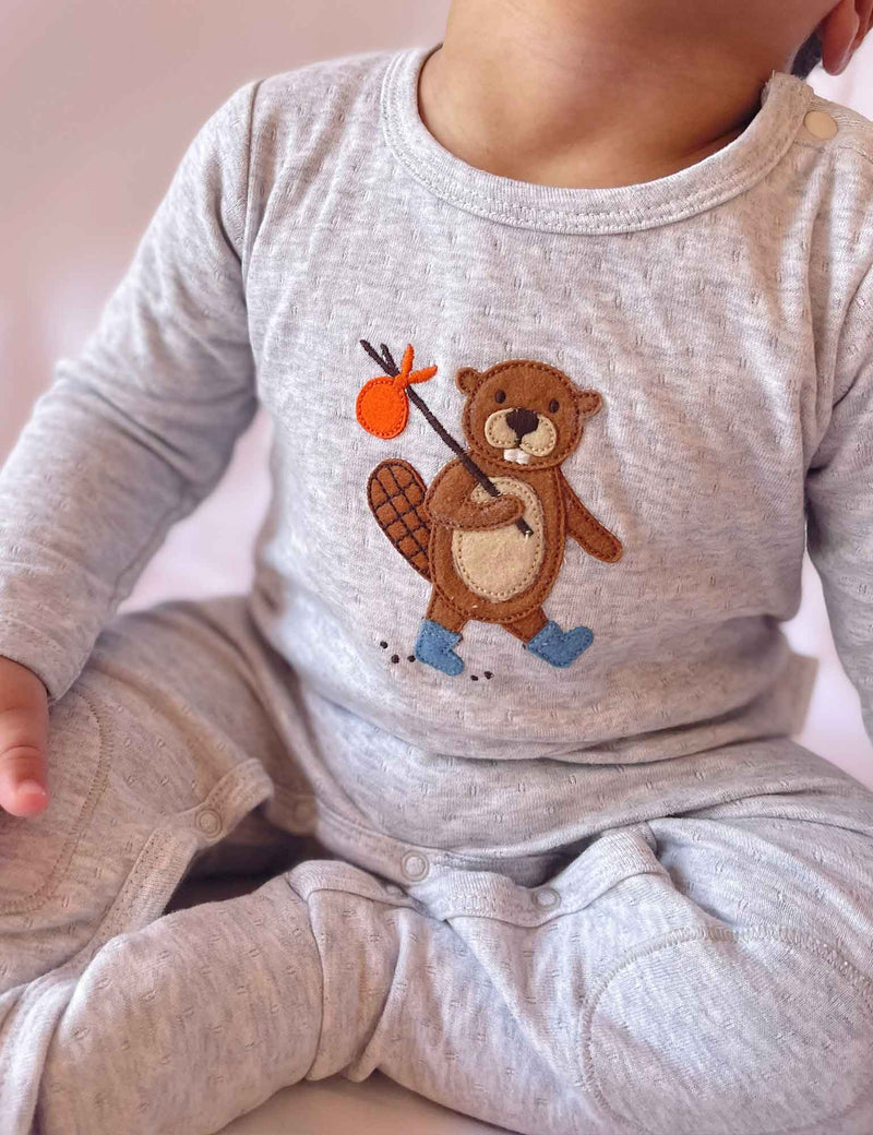 Patch Growsuit - Pale Grey Melange