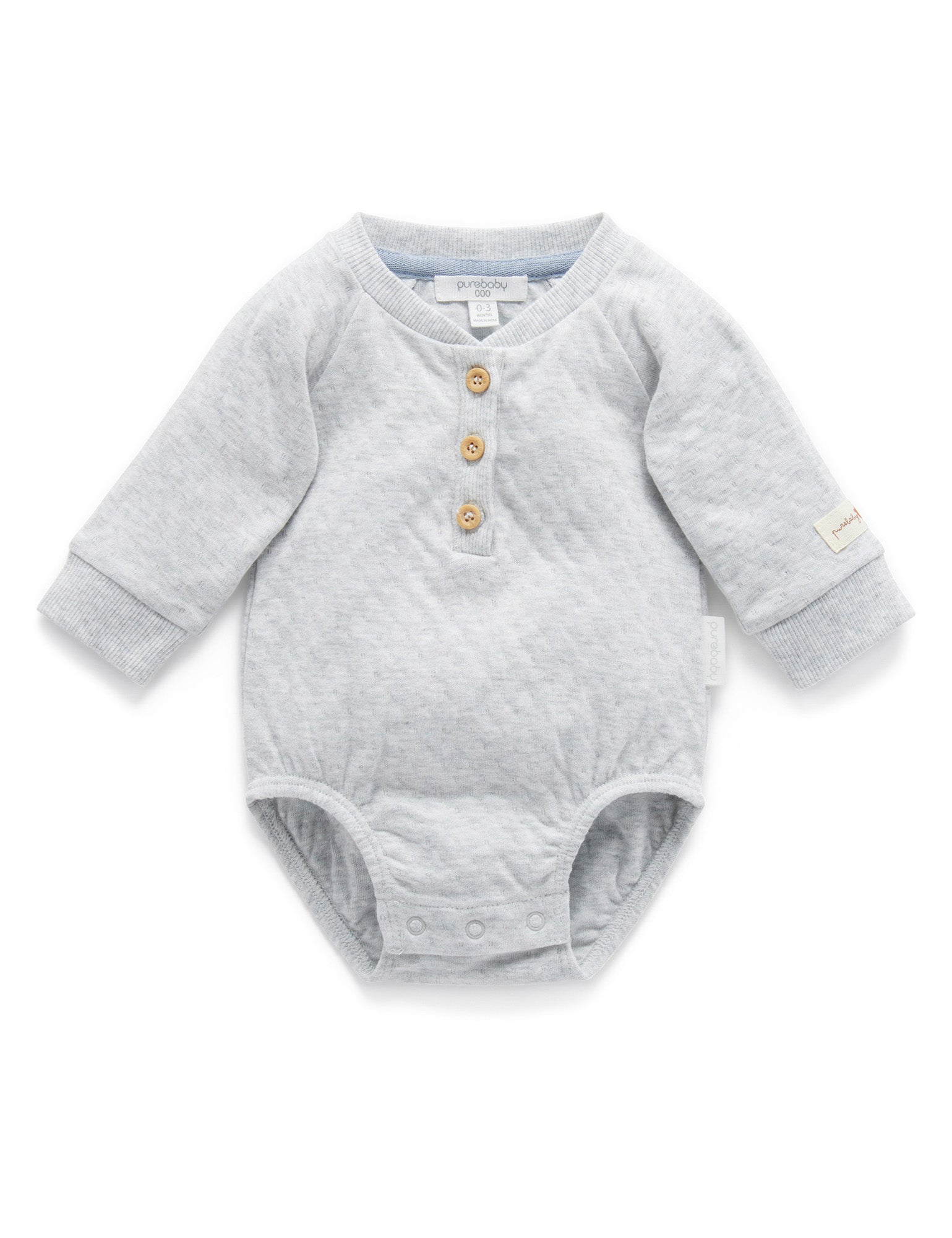 Henley Bodysuit - Pale Grey Melange