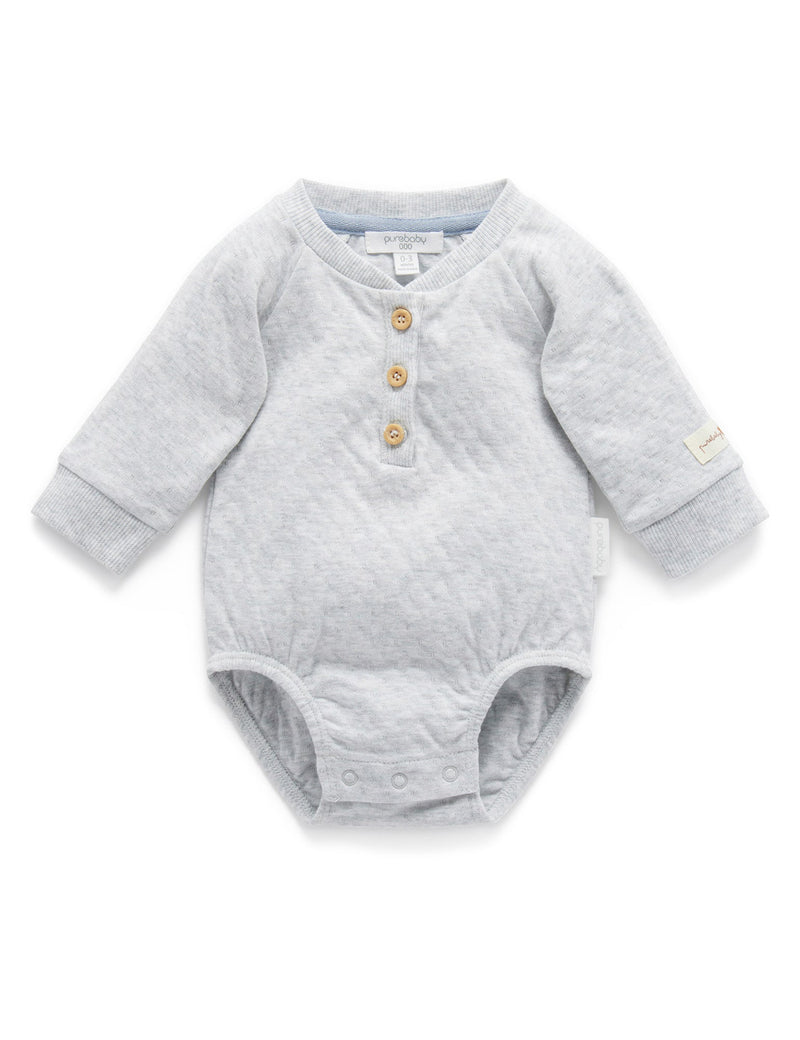 Henley Bodysuit - Pale Grey Melange