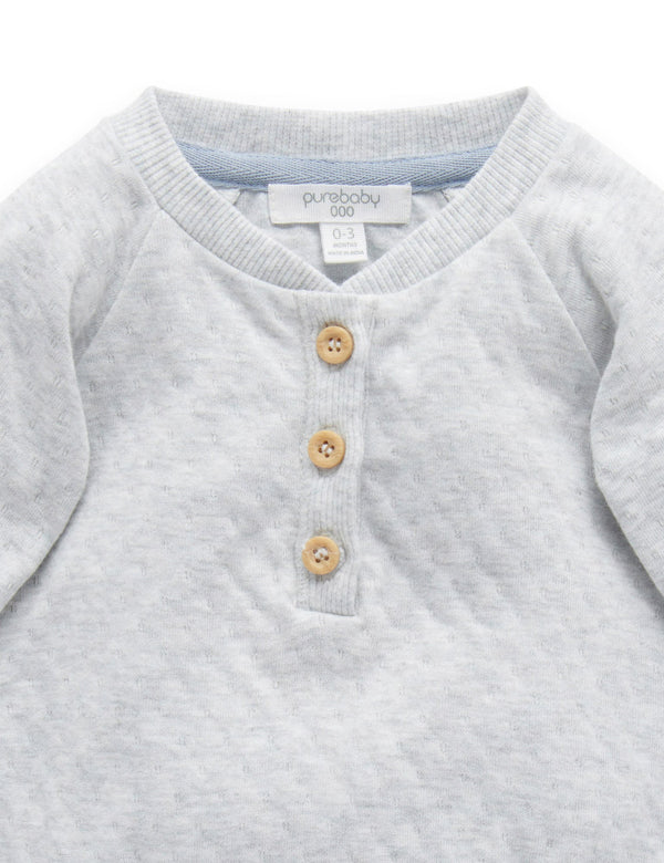 Henley Bodysuit - Pale Grey Melange