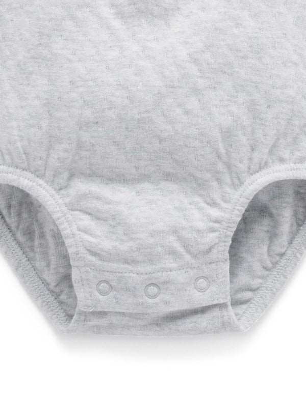 Henley Bodysuit - Pale Grey Melange