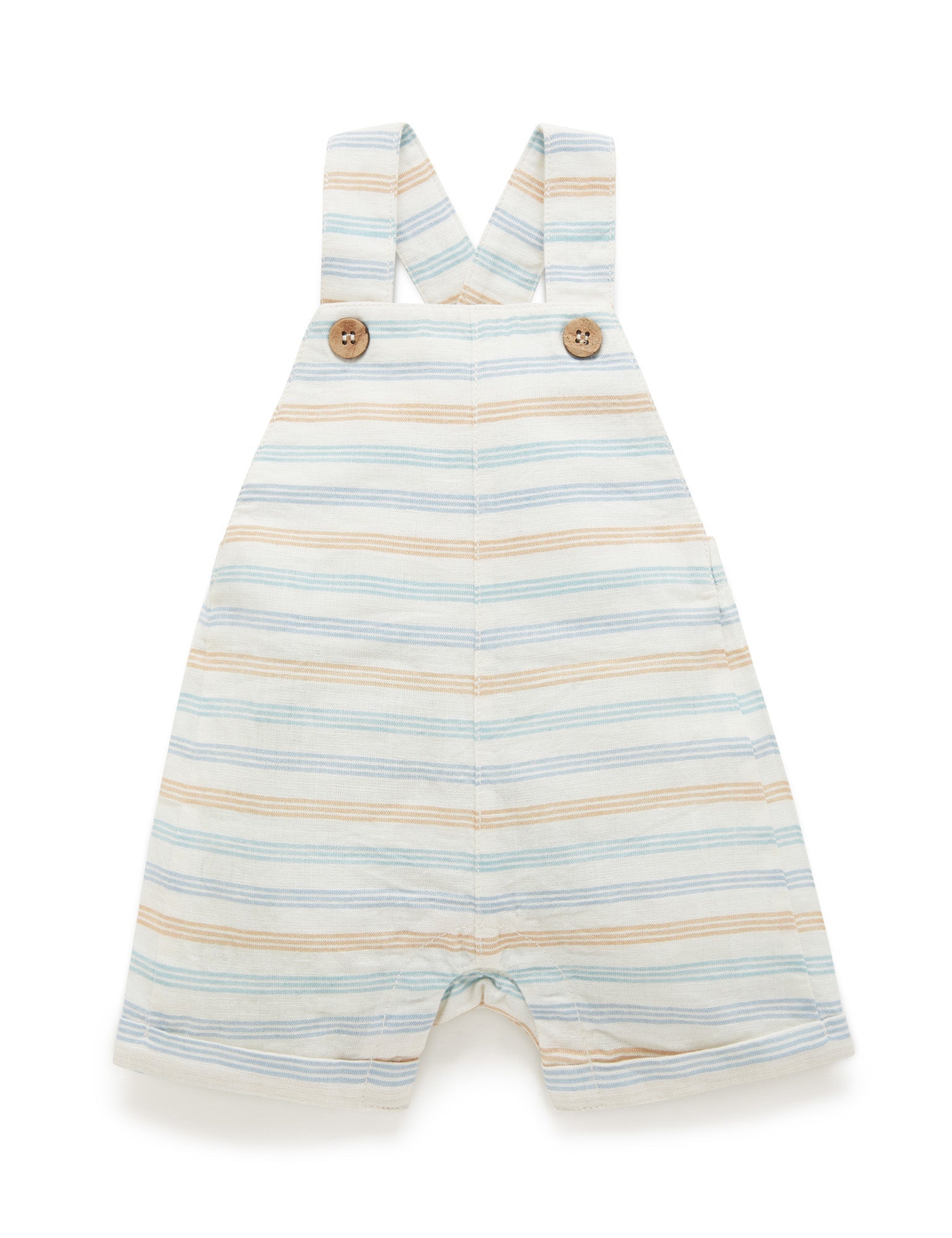 Linen Blend Short Overall - Rock Pool Stripe