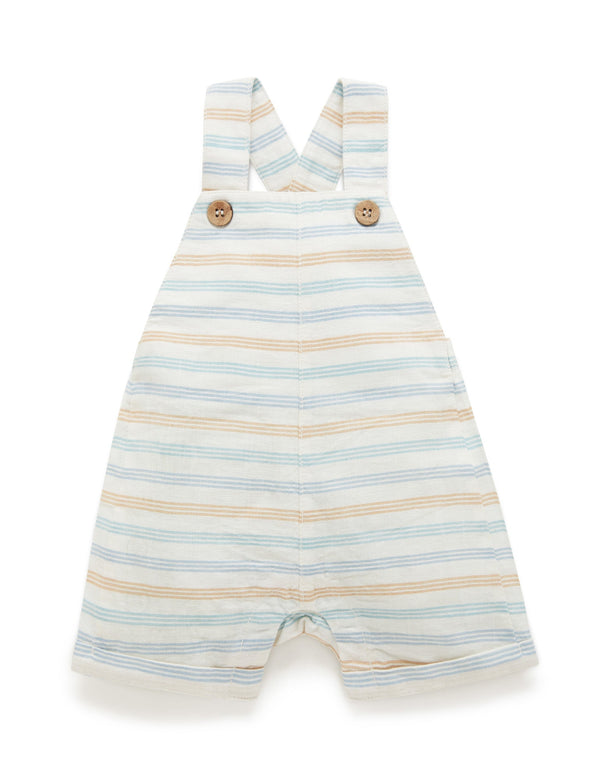 Linen Blend Short Overall - Rock Pool Stripe