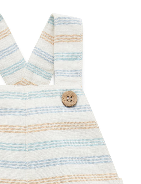 Linen Blend Short Overall - Rock Pool Stripe