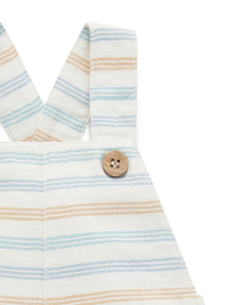 Linen Blend Short Overall - Rock Pool Stripe