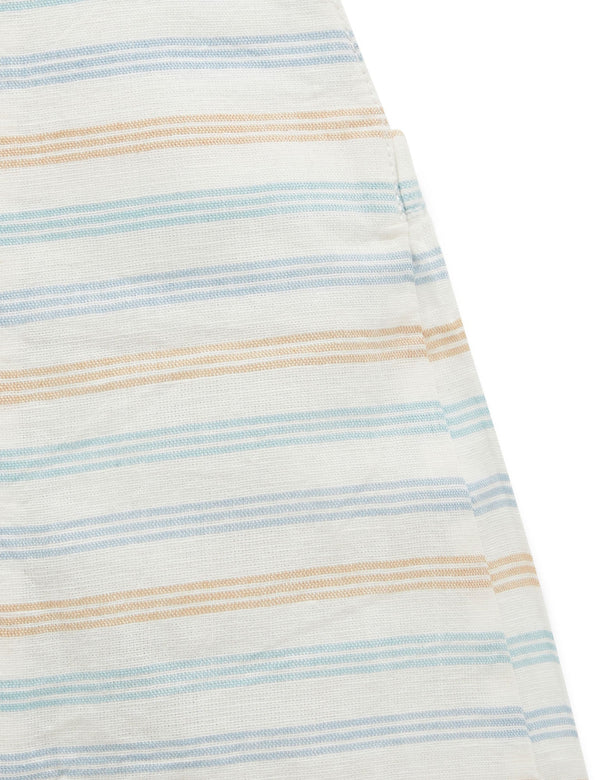 Linen Blend Short Overall - Rock Pool Stripe