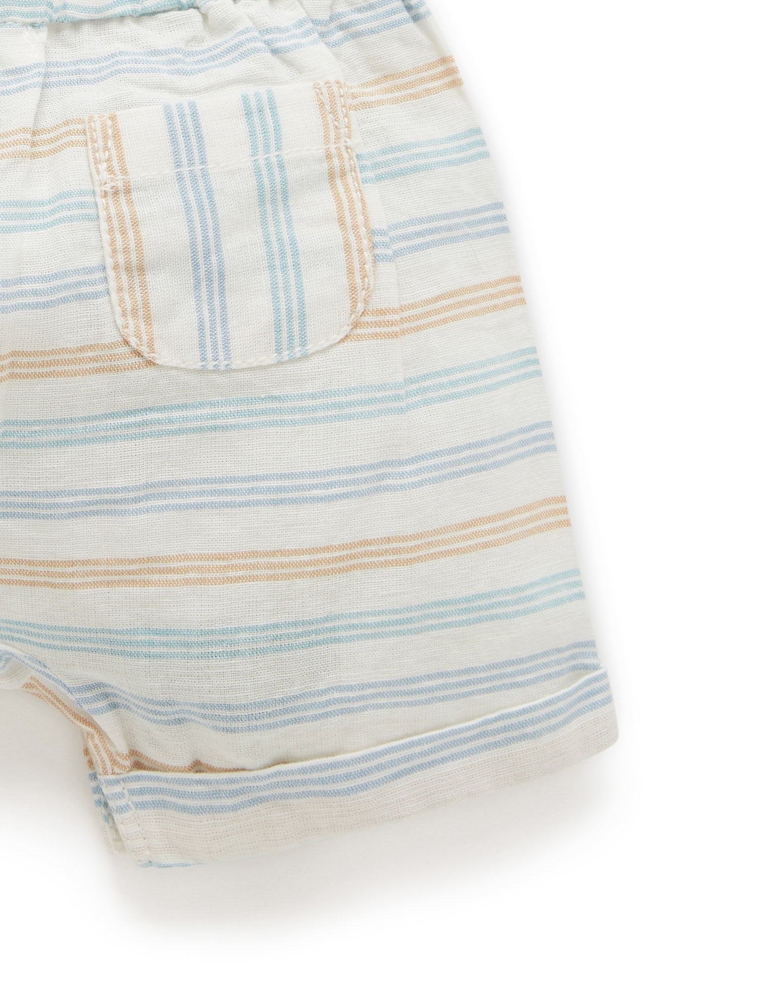 Linen Blend Short Overall - Rock Pool Stripe