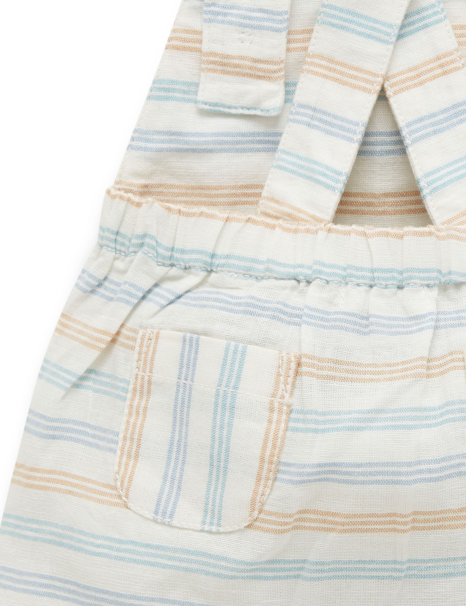 Linen Blend Short Overall - Rock Pool Stripe