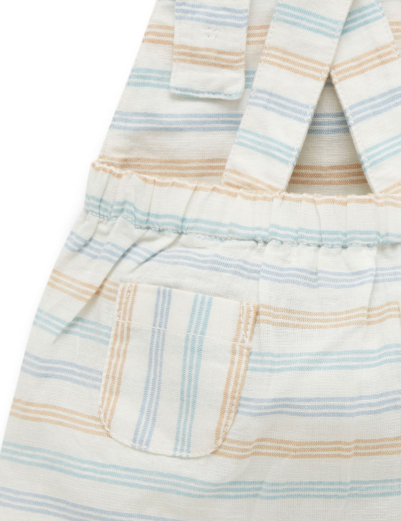 Linen Blend Short Overall - Rock Pool Stripe