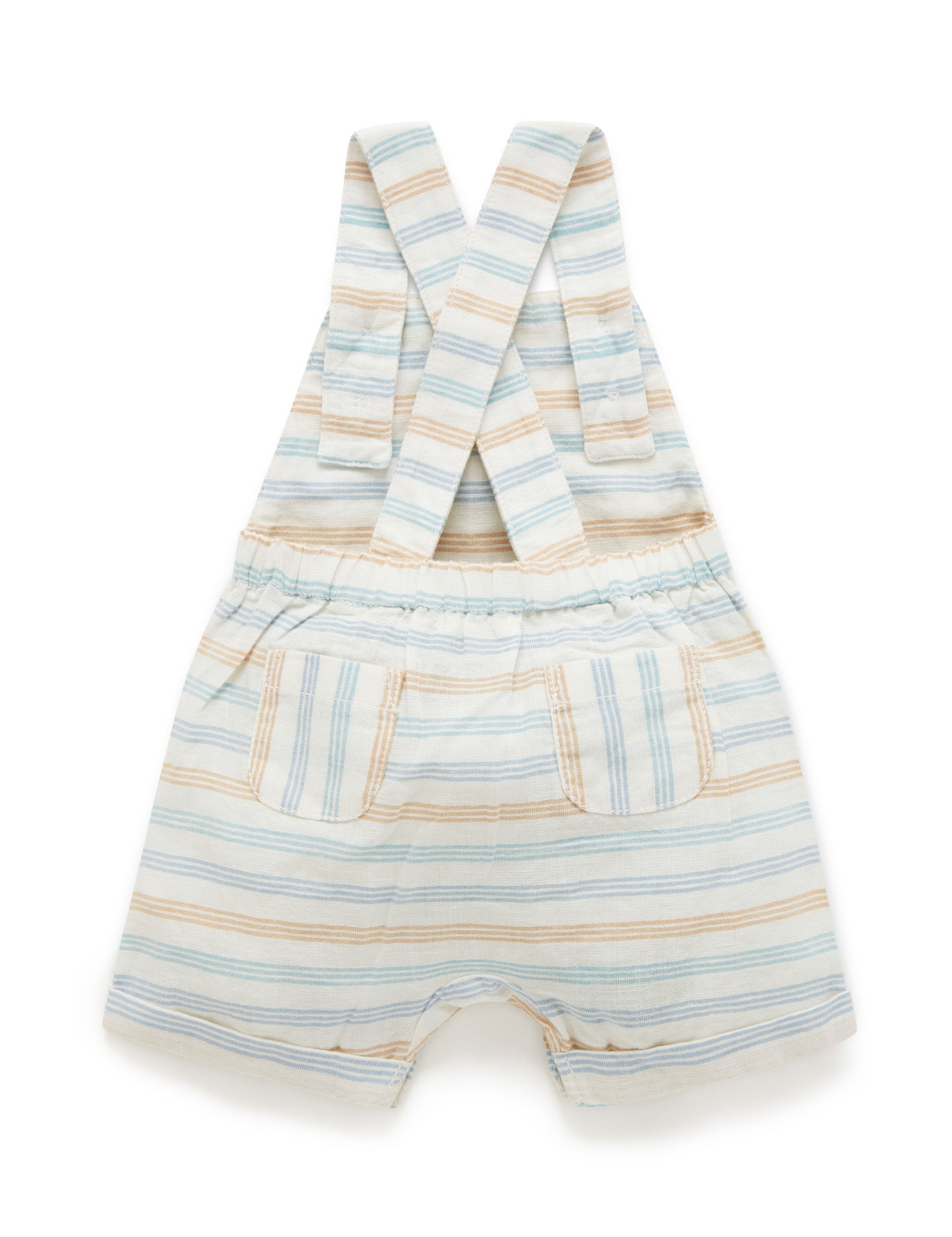 Linen Blend Short Overall - Rock Pool Stripe