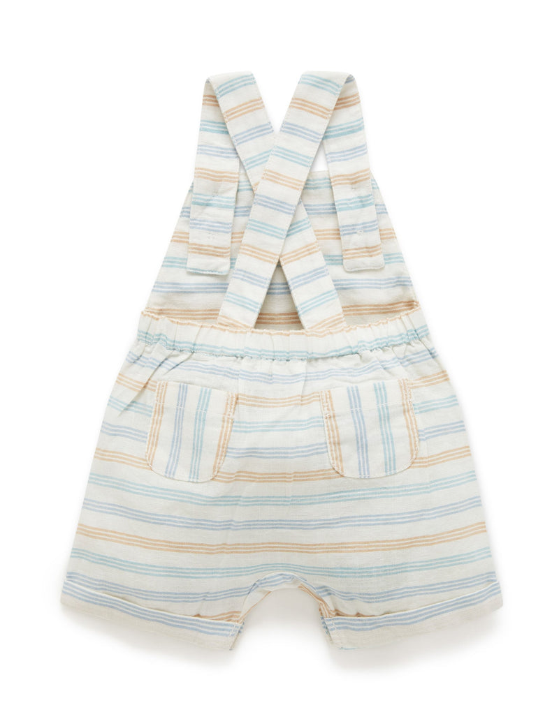 Linen Blend Short Overall - Rock Pool Stripe