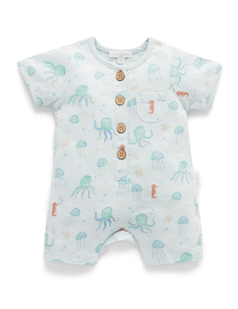 Deep Sea Short Growsuit - We're Floating Print