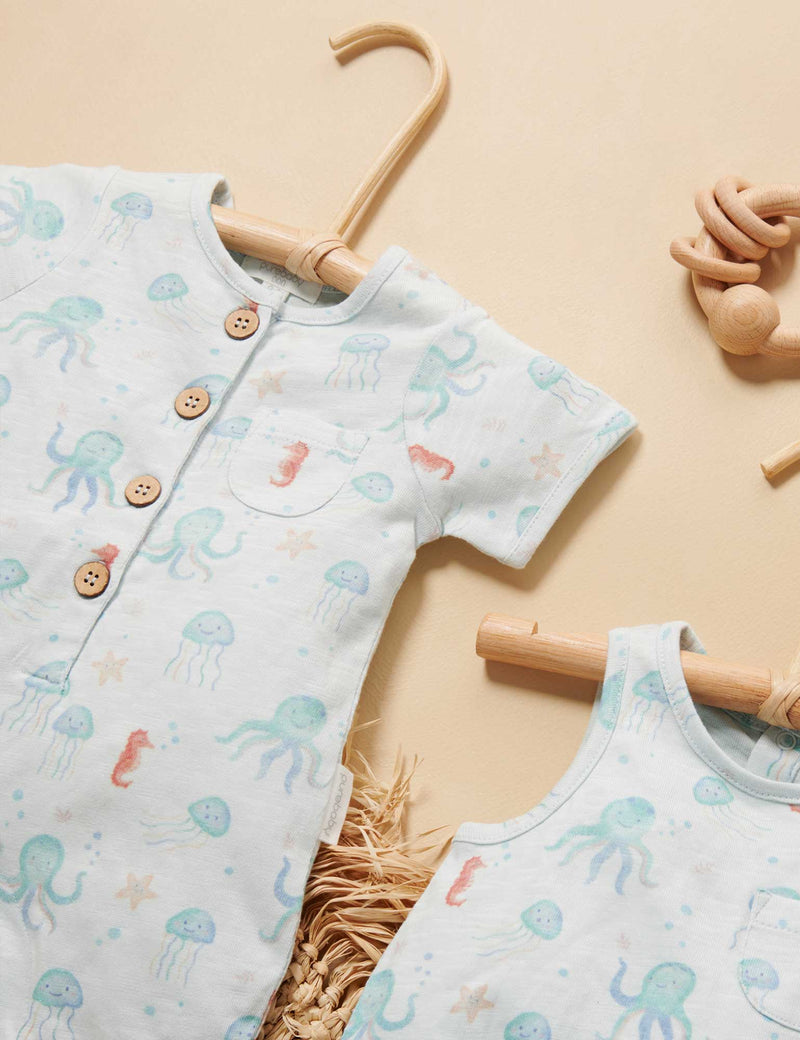 Deep Sea Short Growsuit - We're Floating Print