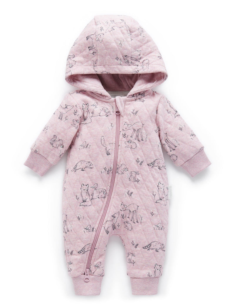 Quilted Growsuit - Forest Gathering Prt/Cloud mel