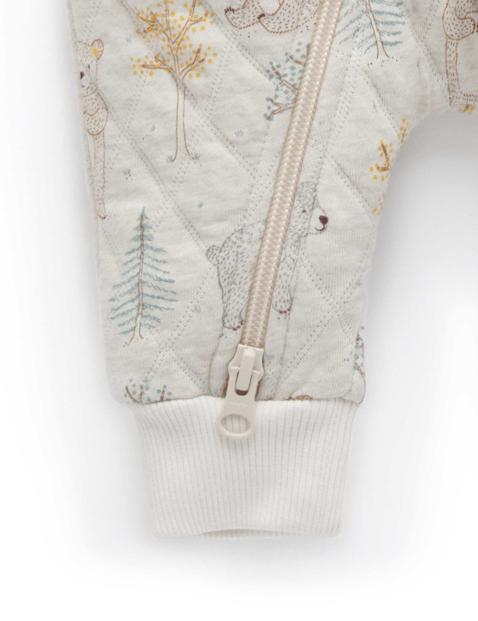 Quilted Growsuit - Roaming Bear Prnt/Grey Melange