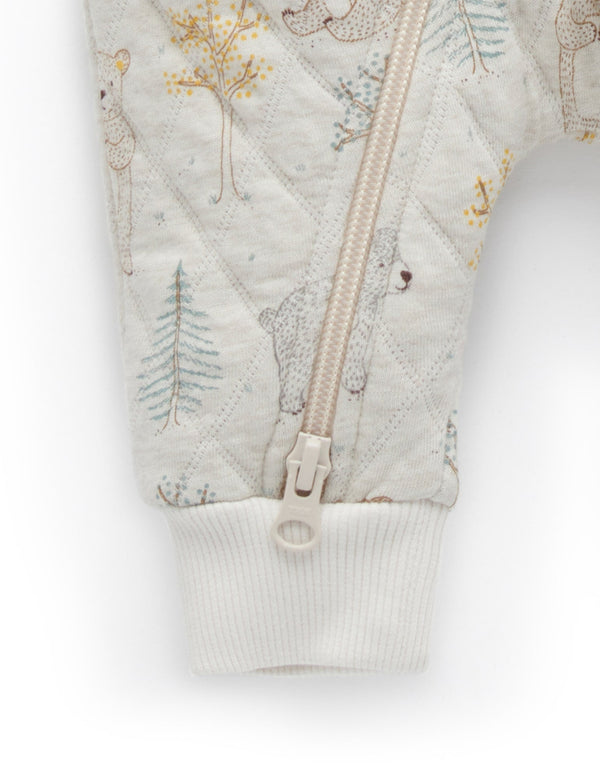 Quilted Growsuit - Roaming Bear Prnt/Grey Melange