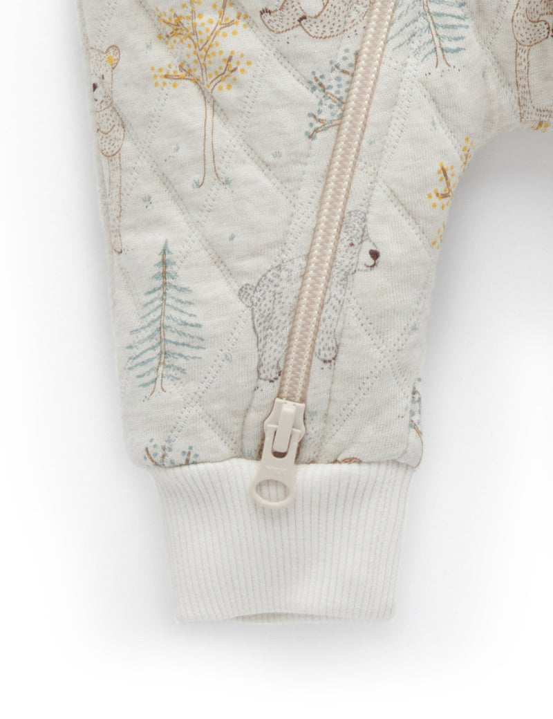 Quilted Growsuit - Roaming Bear Prnt/Grey Melange
