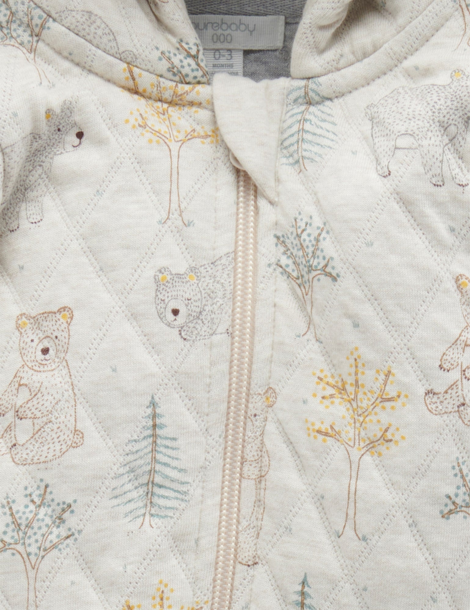 Quilted Growsuit - Roaming Bear Prnt/Grey Melange
