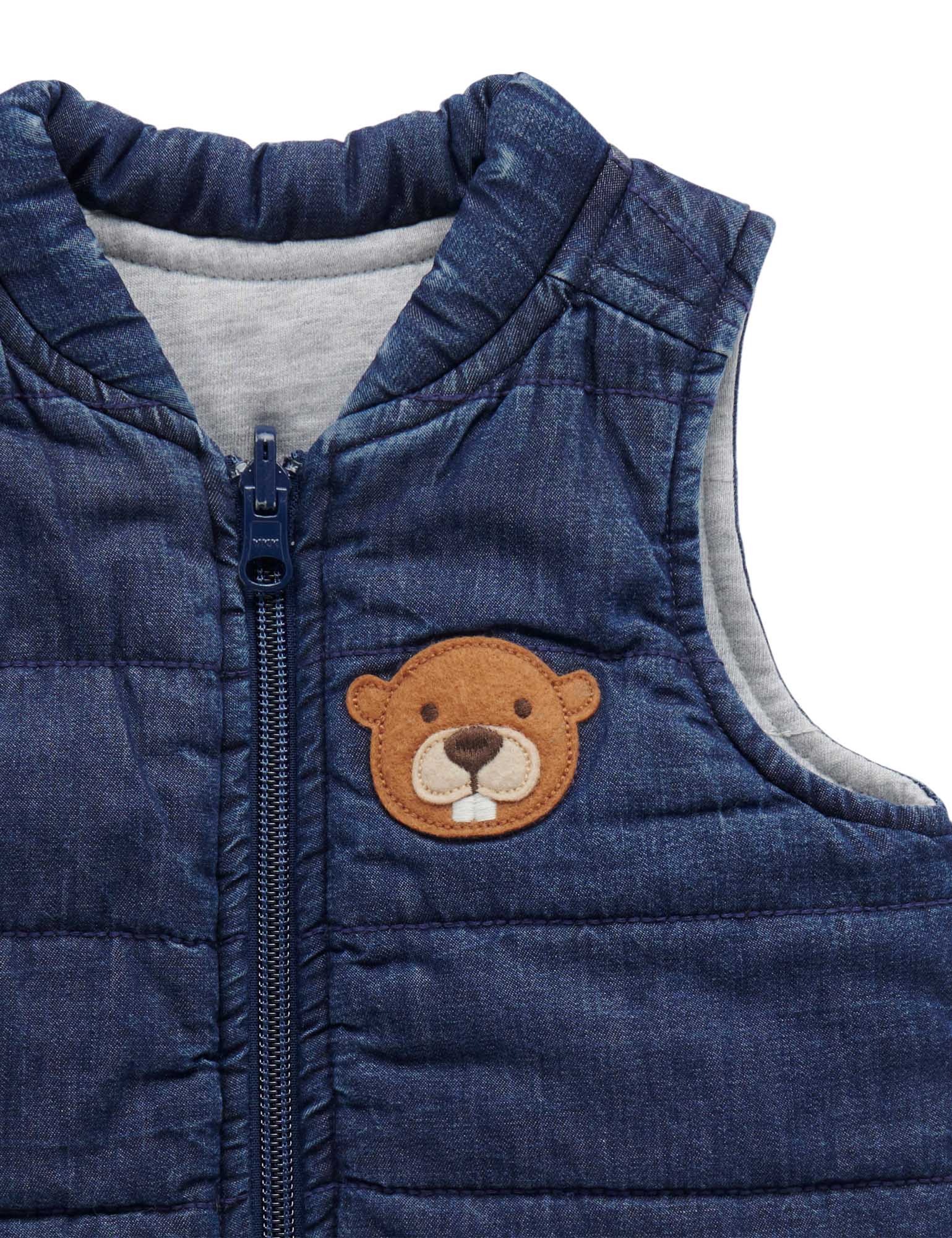 Reversible Vest - Mid Denim/Grey Melange