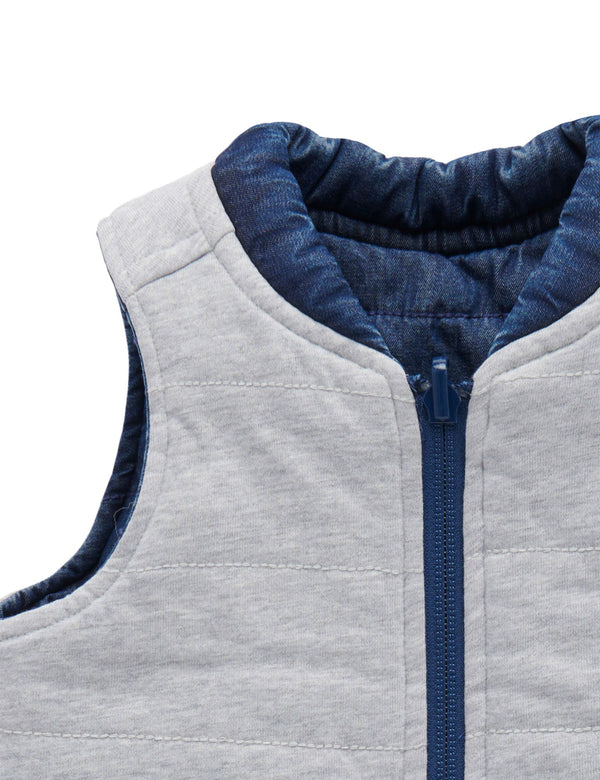 Reversible Vest - Mid Denim/Grey Melange