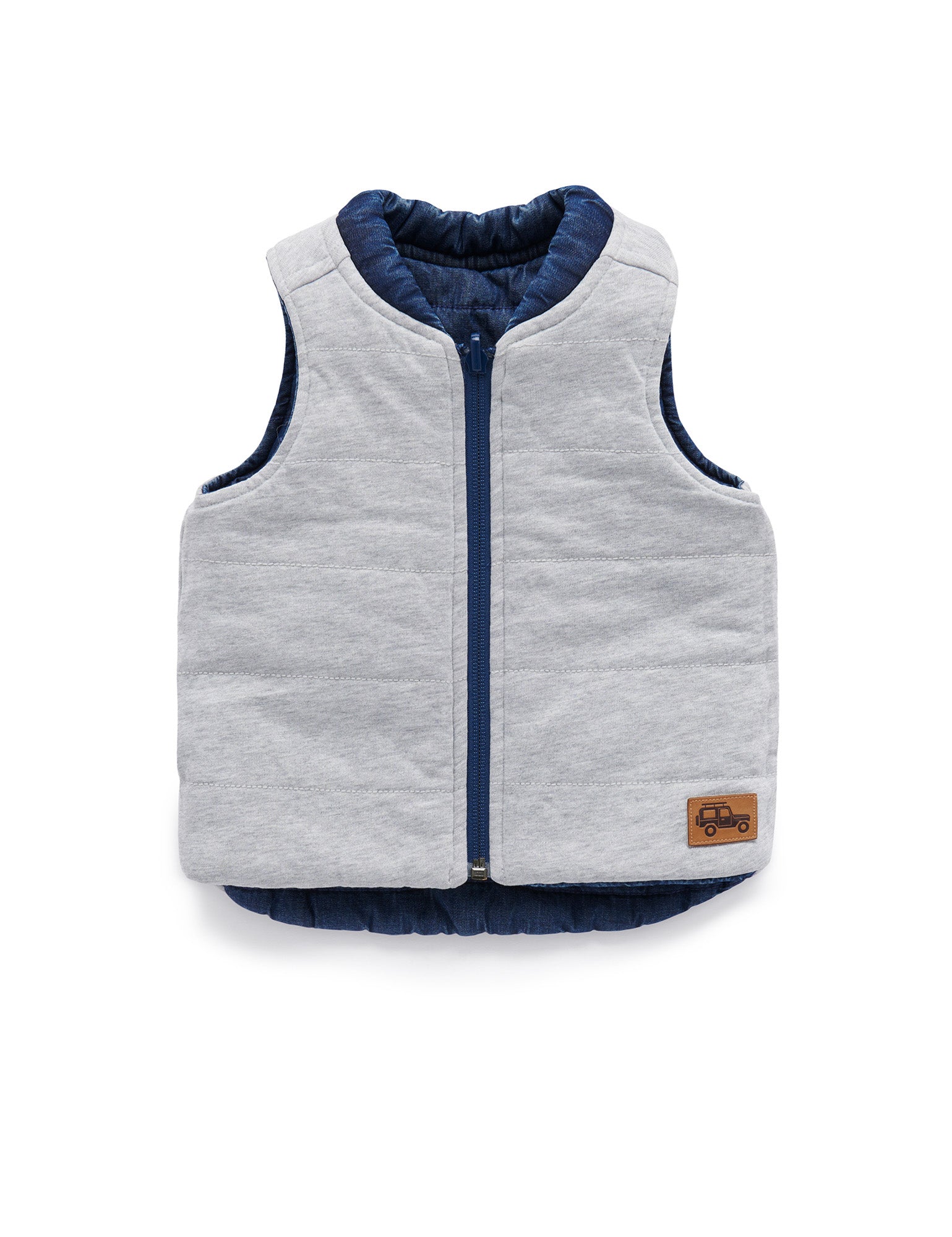 Reversible Vest - Mid Denim/Grey Melange