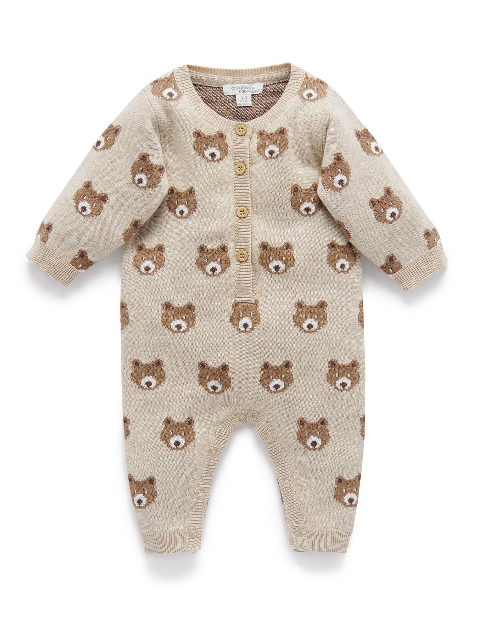 Little Bears Knitted Growsuit - Bear Jacquard