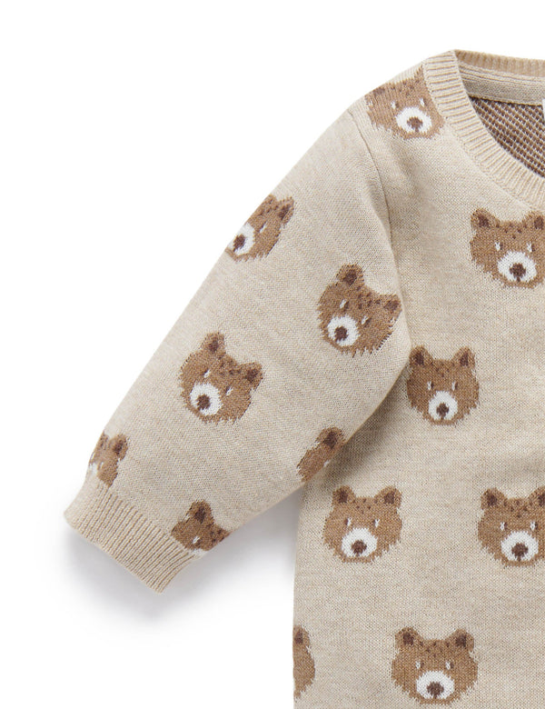 Little Bears Knitted Growsuit - Bear Jacquard