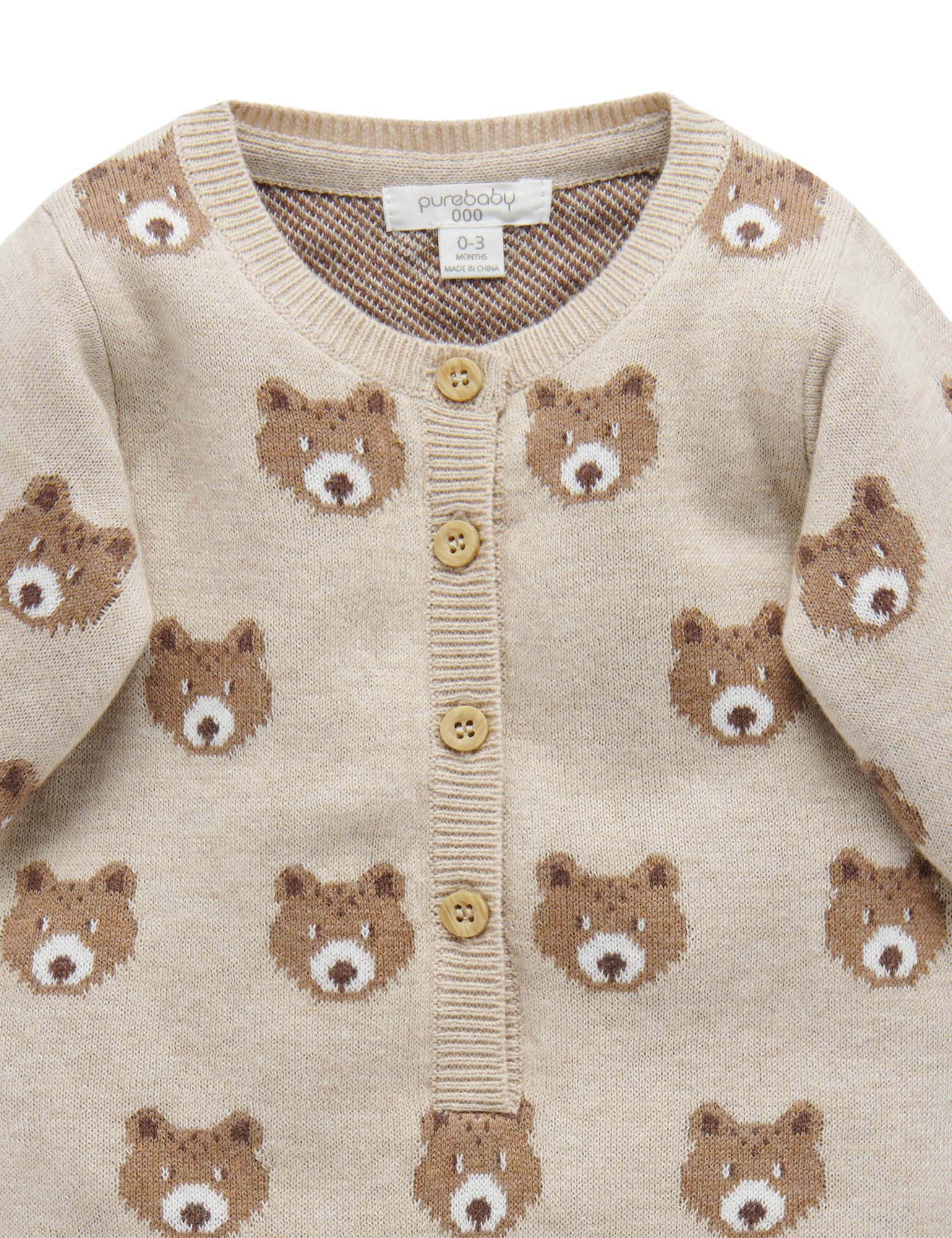 Little Bears Knitted Growsuit - Bear Jacquard