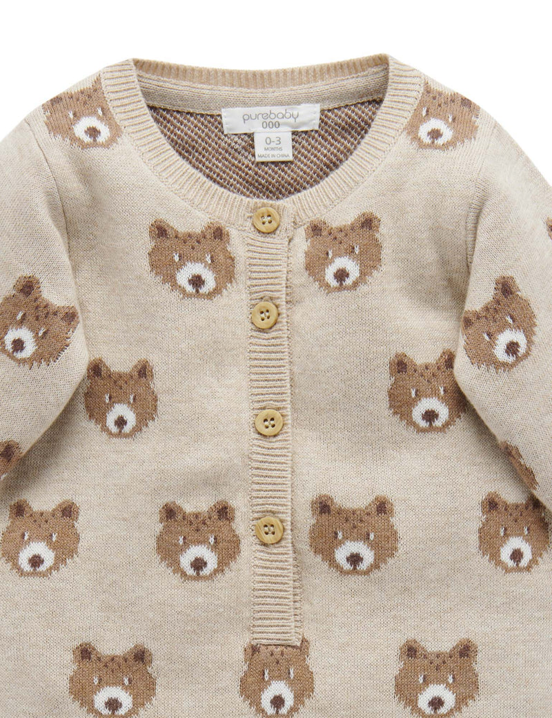 Little Bears Knitted Growsuit - Bear Jacquard