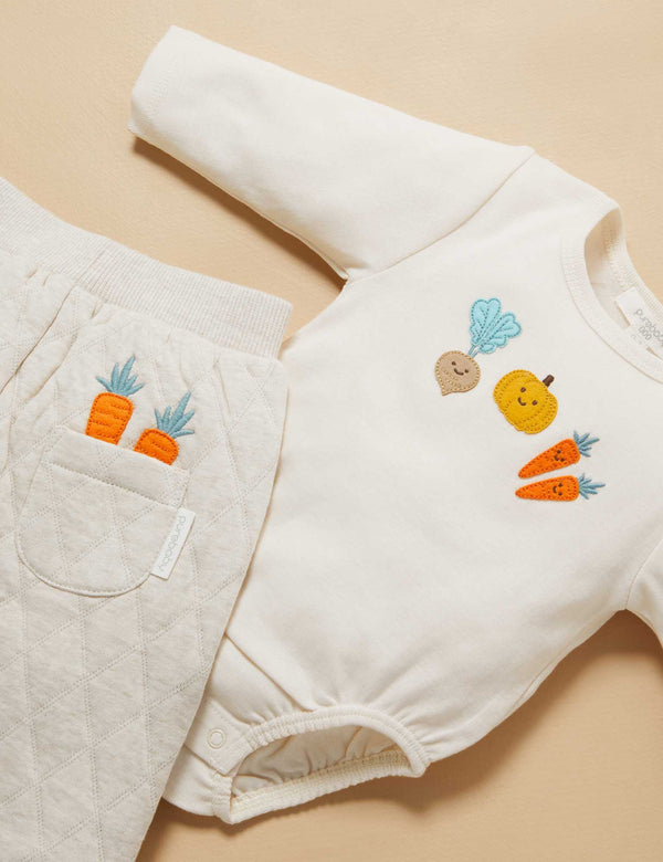 Veggie Gathering Bodysuit - Cloud