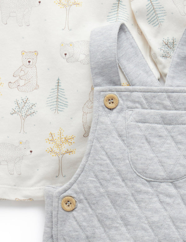 Quilted Overall Set - Grey Melange/Almond Melange
