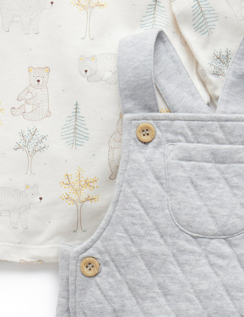 Quilted Overall Set - Grey Melange/Almond Melange