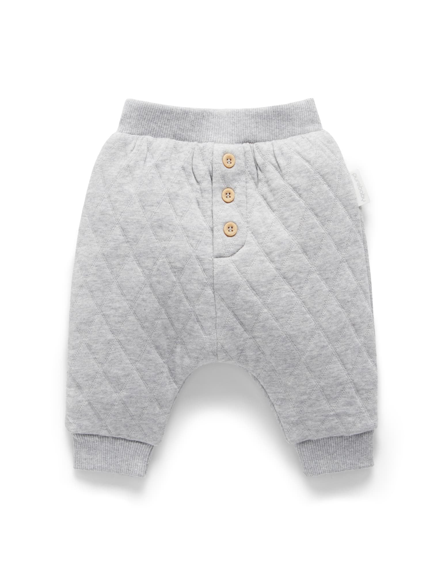 Quilted Slouchy Track Pants - Grey Melange/Almond Melange