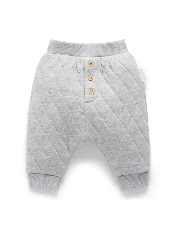 Quilted Slouchy Track Pants - Grey Melange/Almond Melange