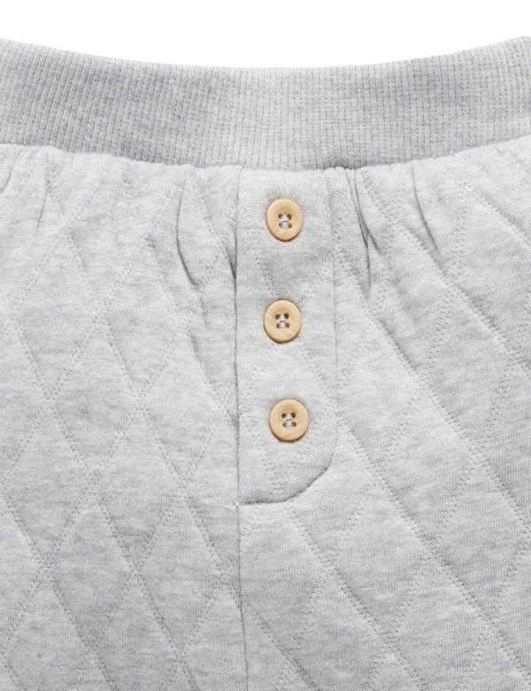 Quilted Slouchy Track Pants - Grey Melange/Almond Melange