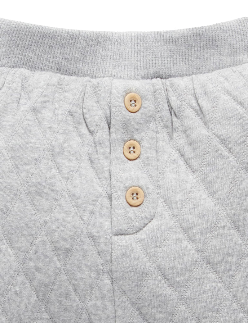 Quilted Slouchy Track Pants - Grey Melange/Almond Melange