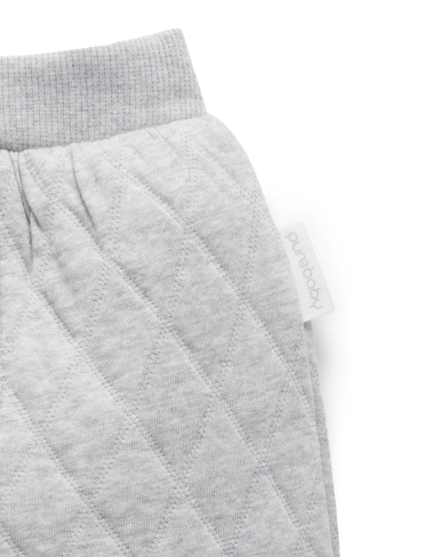 Quilted Slouchy Track Pants - Grey Melange/Almond Melange