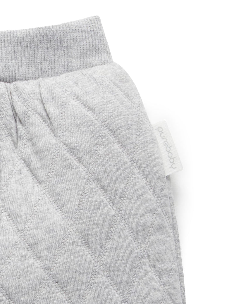 Quilted Slouchy Track Pants - Grey Melange/Almond Melange