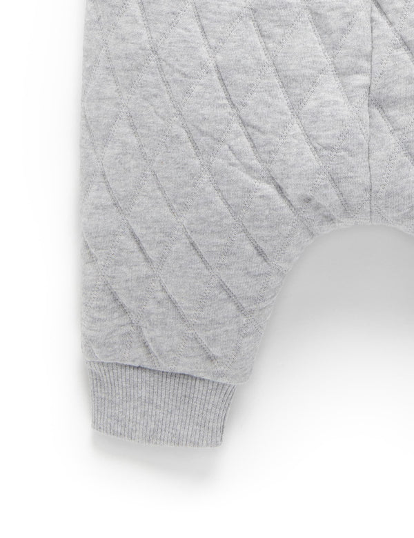 Quilted Slouchy Track Pants - Grey Melange/Almond Melange