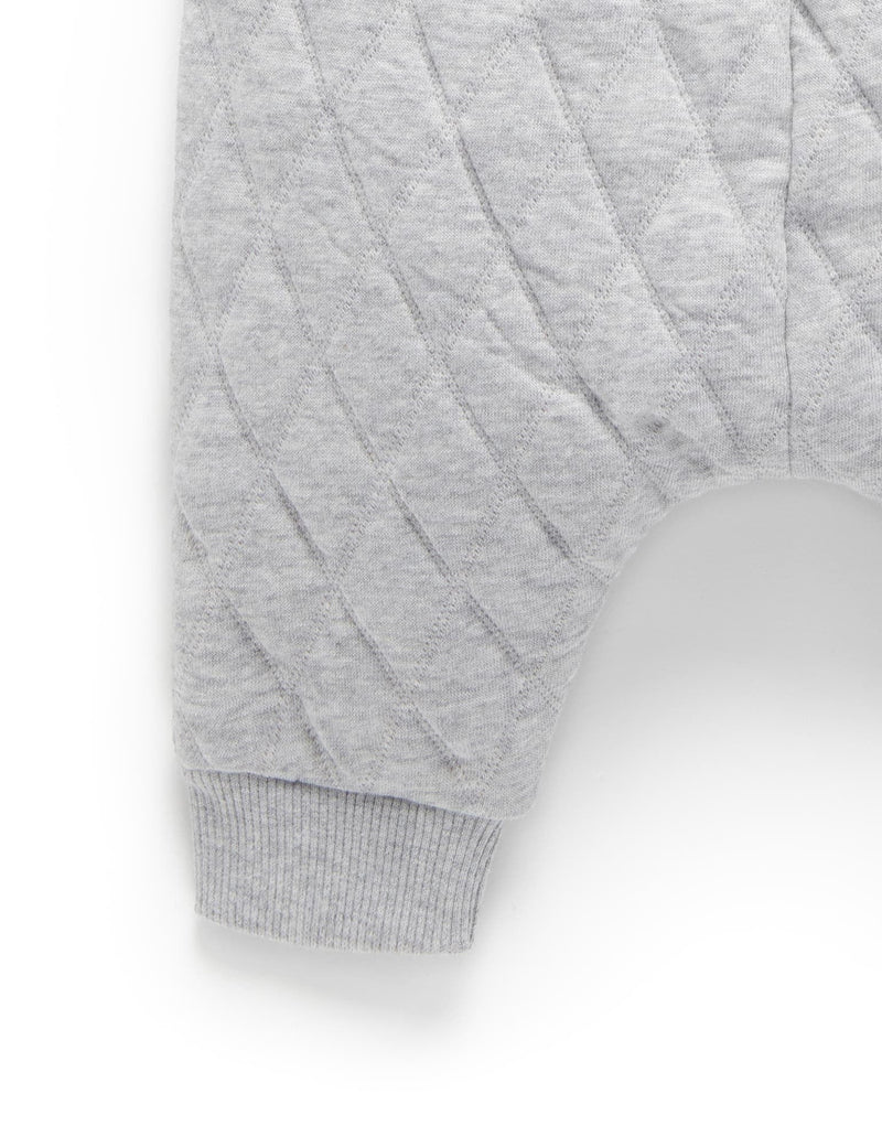 Quilted Slouchy Track Pants - Grey Melange/Almond Melange