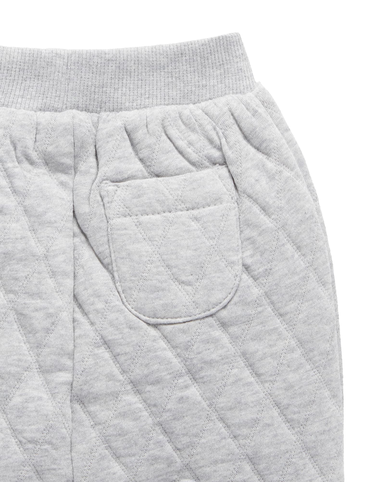 Quilted Slouchy Track Pants - Grey Melange/Almond Melange