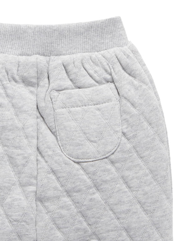 Quilted Slouchy Track Pants - Grey Melange/Almond Melange