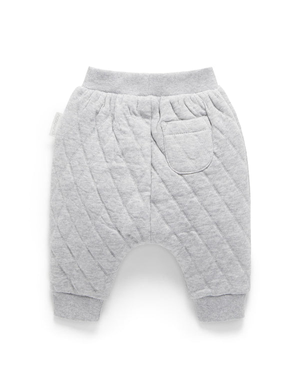 Quilted Slouchy Track Pants - Grey Melange/Almond Melange